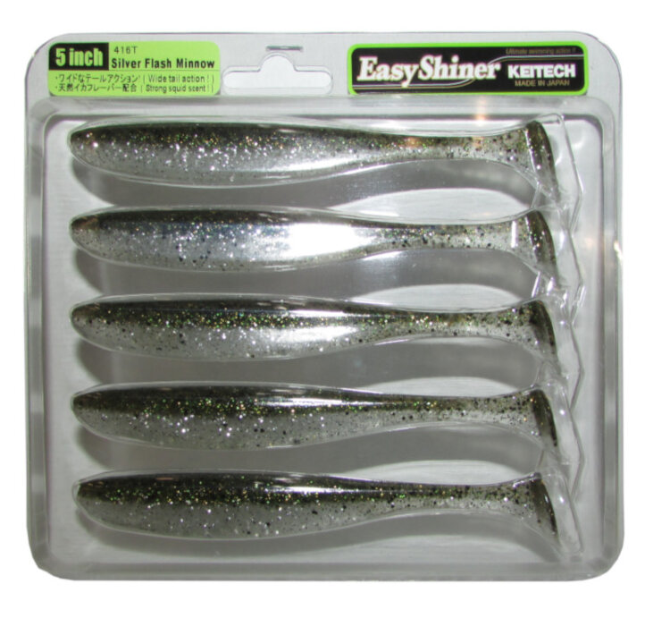 Силиконовая приманка Keitech Easy Shiner 5" цвет 416 Silver Flash Minnow
