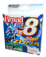 Плетёный шнур Owner Kizuna X8 Broad PE green 0,12 мм 5,4 кг 135 м
